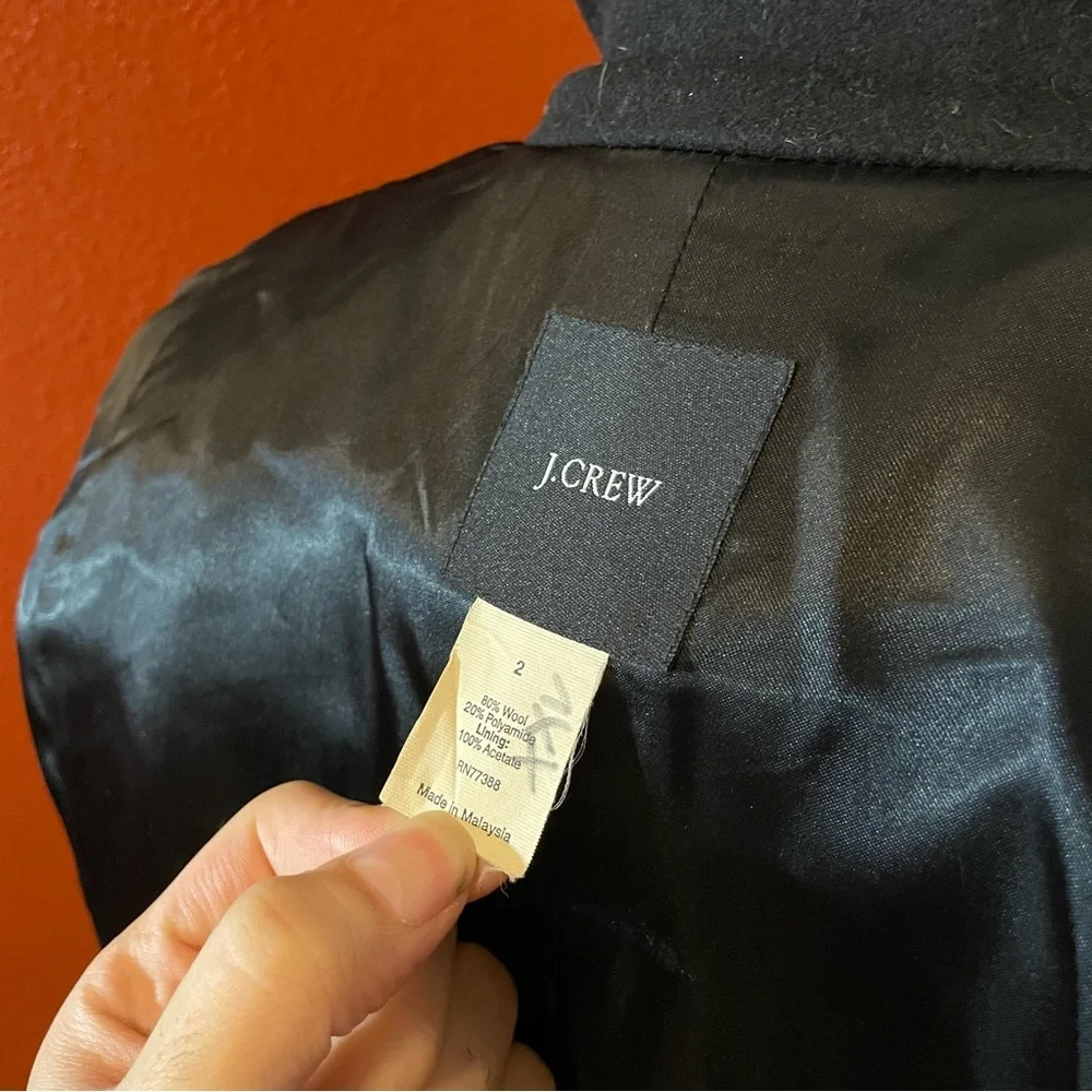 J Crew Women’s Black‎ Wool Blend Button Down Minimal Capsule Lux Peacoat - Picture 2 of 6